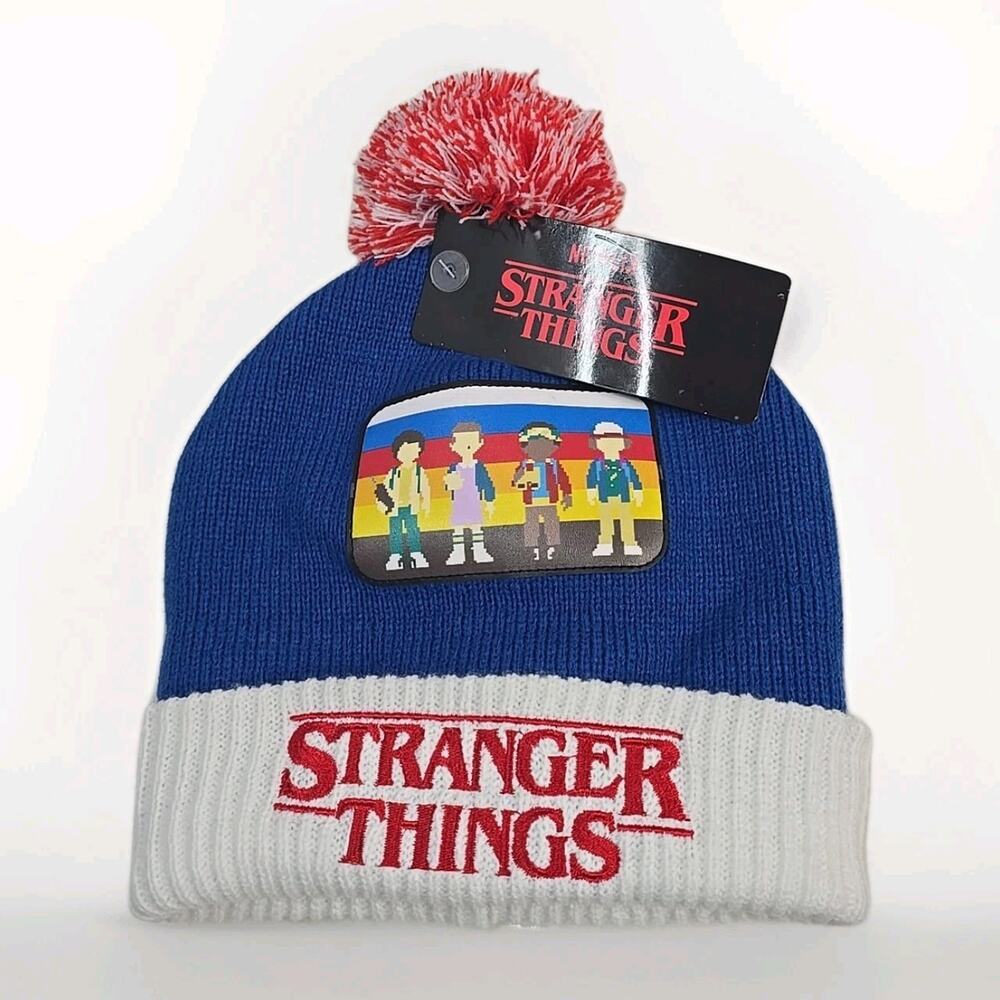 STRANGER THINGS POM KNIT HAT with Patch Netflix NEW With Tags ONE SIZE FITS ALL